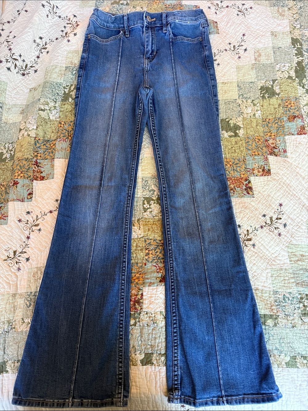 abercrombie kids dark blue flared jeans